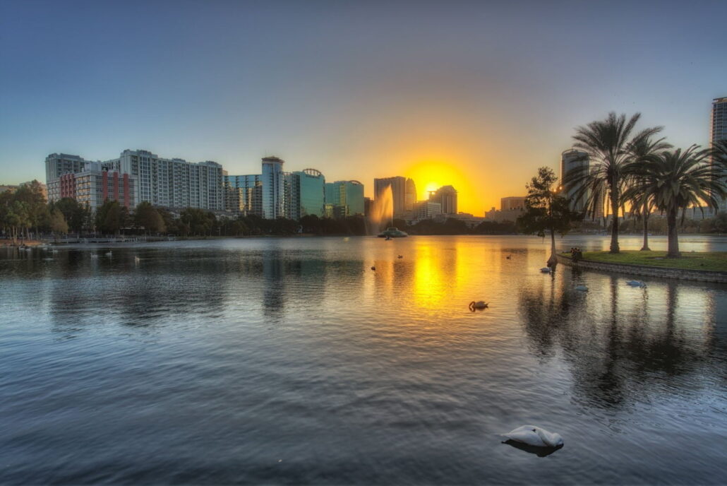 lake eola at sunset