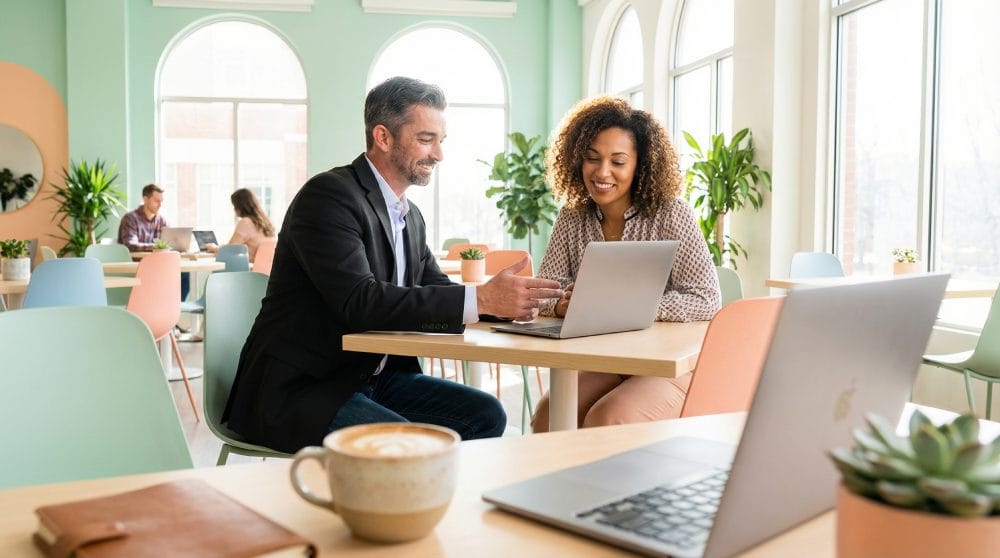 JT is working with a woman