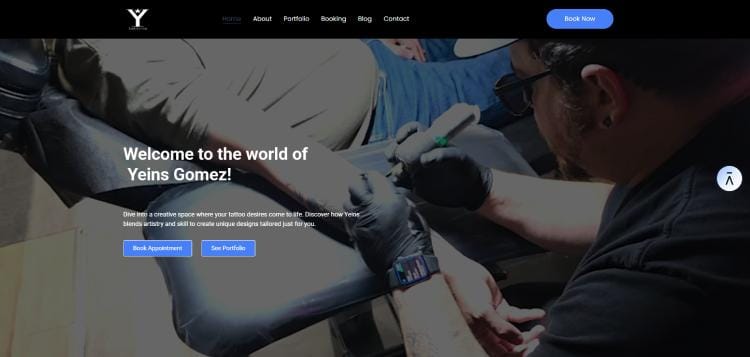 Yeins Gomez - Professional Tattoo Artist - Greenville, SC Website Screenshot